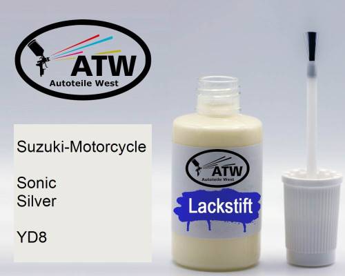 Suzuki-Motorcycle, Sonic Silver, YD8: 20ml Lackstift, von ATW Autoteile West.